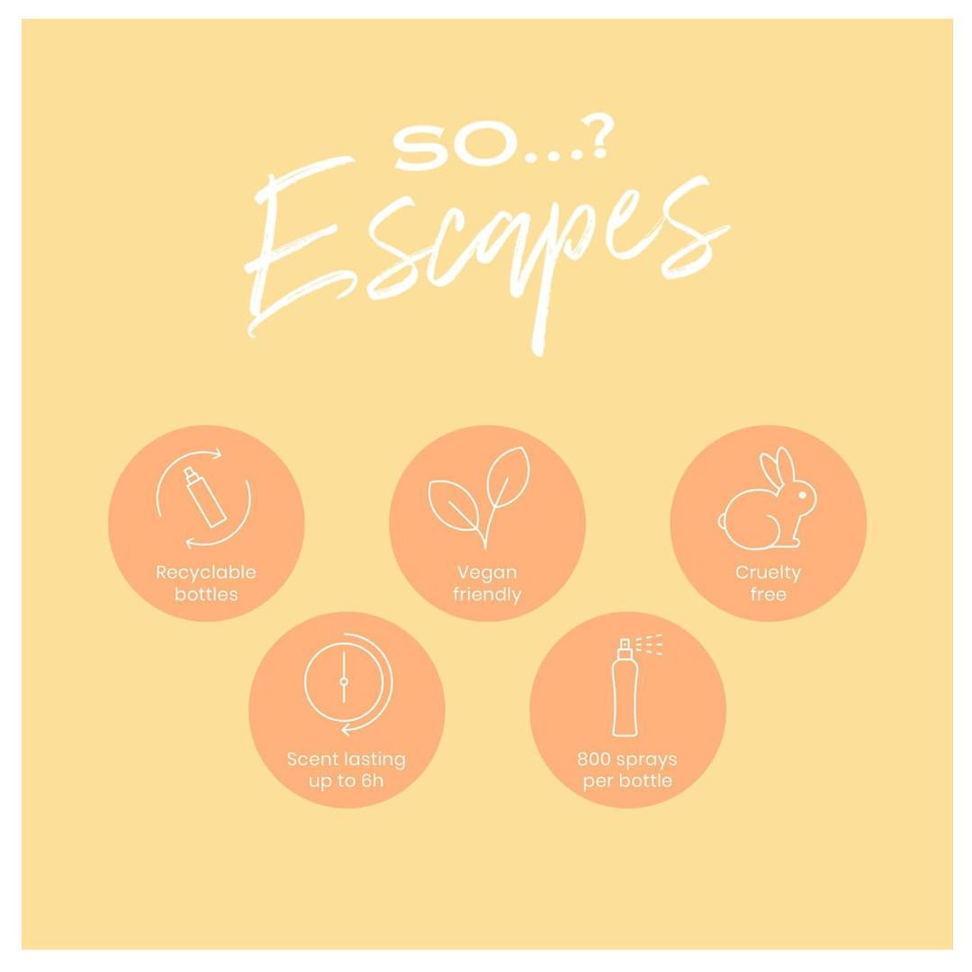So…? Escapes Womens Gift Set, with Ibiza Dream, Bali Breeze, Mykonos Nights & Majorca Love, Fragrance Spray Set (4 x 50ml)