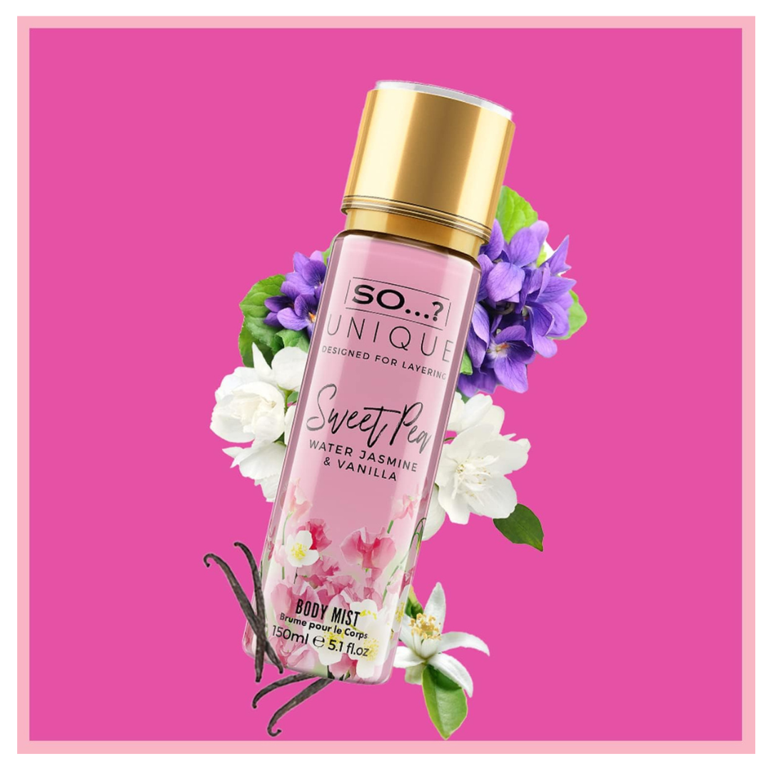 So…? Unique Womens Summer Breeze Bundle Sweet Pea, Coral, White Blossom Body Mist Spray Mixed Fragrance Set 150ml (Pack of 3)
