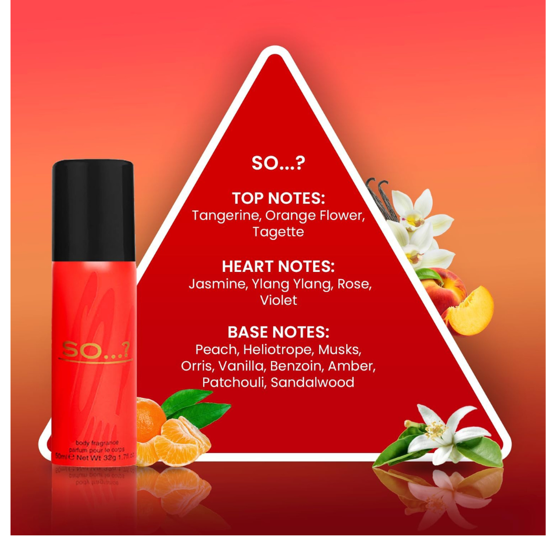 So…? Iconic Womens Mini Galore Gift Set, with SO…?, Kiss Me, Sinful & Exclusive Body Mist Fragrance Spray Set (4 x 50ml)