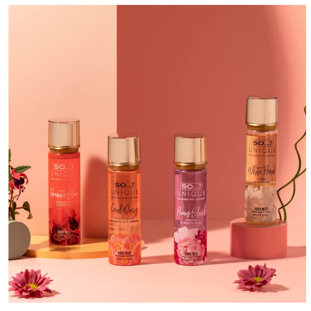 So…? Unique Womens Summer Breeze Bundle Sweet Pea, Coral, White Blossom Body Mist Spray Mixed Fragrance Set 150ml (Pack of 3)