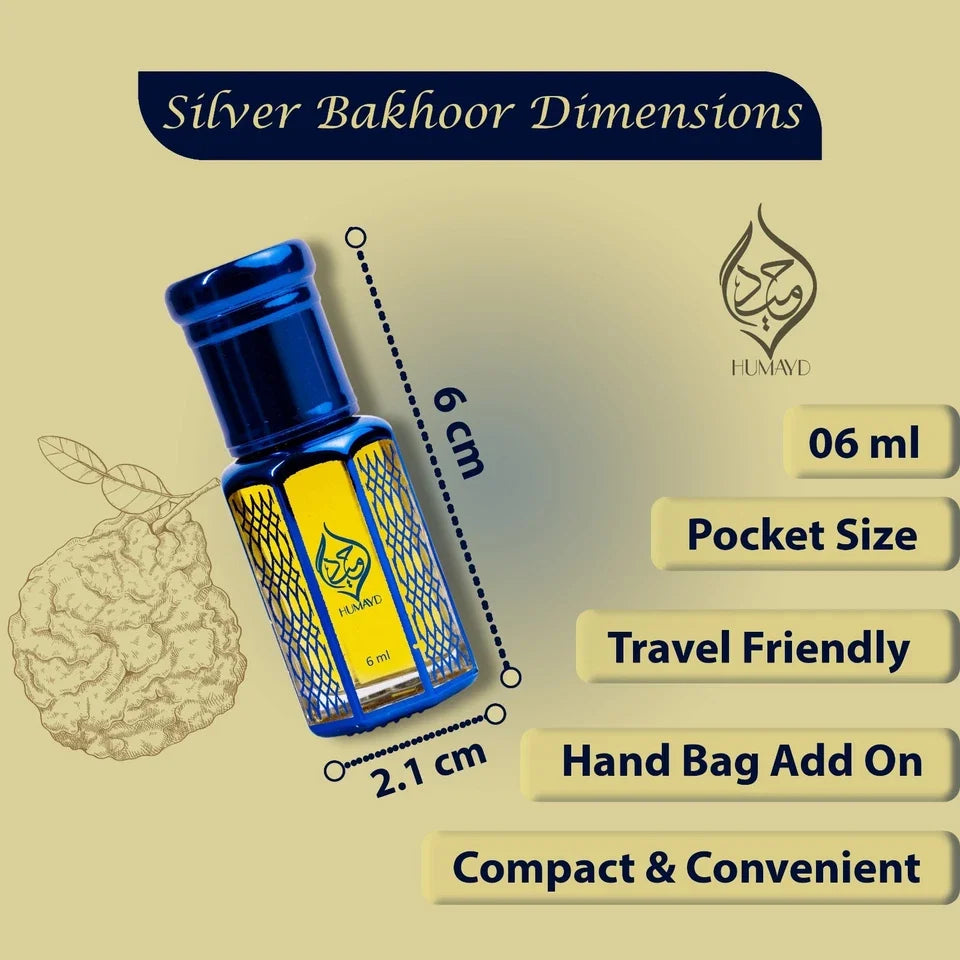 HUMAYD Silver Bakhoor Perfume Oil Unisex | Alcohol-Free Fragrance Attar 6ml