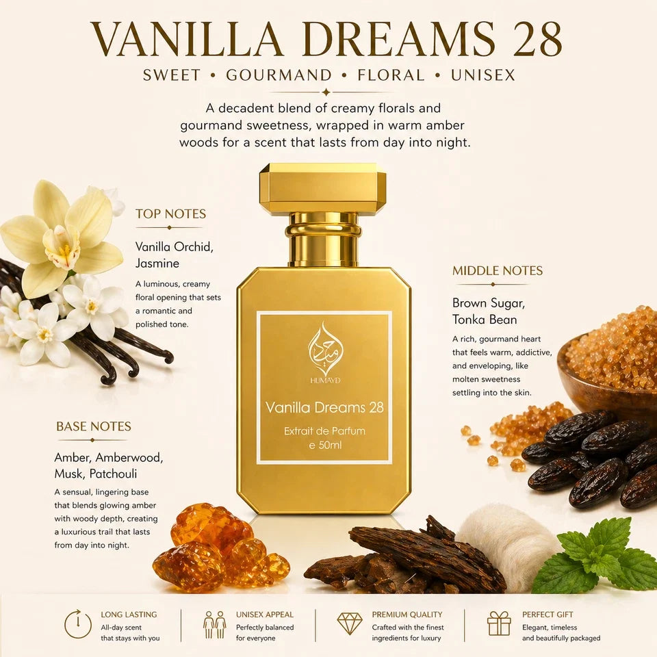 HUMAYD Vanilla Dreams Arabian Perfume Unisex | Gourmand Vanilla Fragrance 50ml