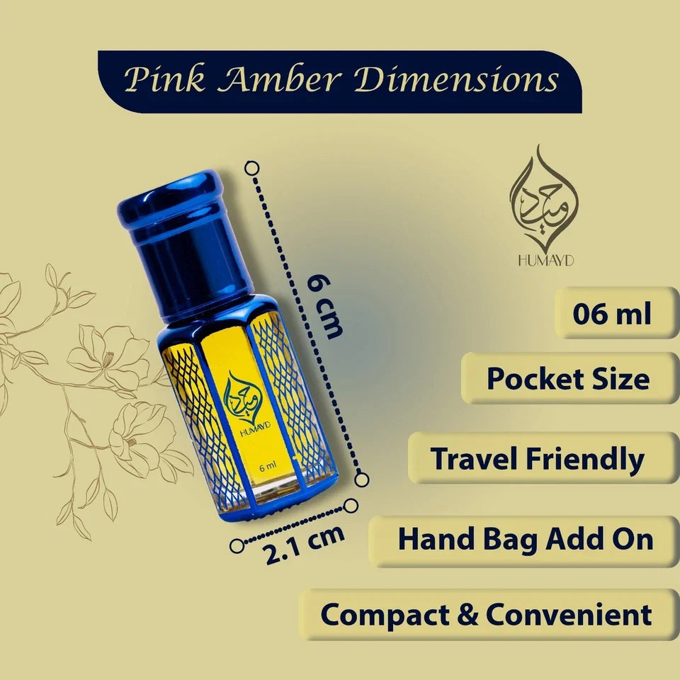 HUMAYD Pink Amber Perfume Oil Unisex | Arabian Roll-On Floral Musk Fragrance 6ml
