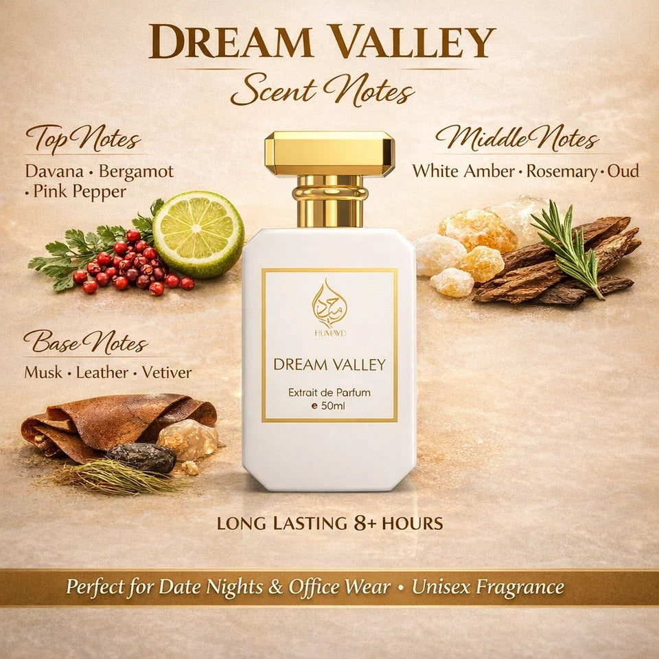 HUMAYD Dream Valley Extrait de Parfum Unisex | Arabian Long Lasting Fragrance 50ml