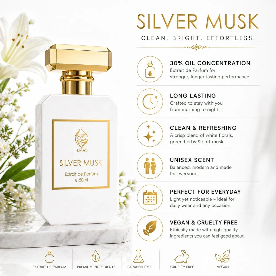 HUMAYD Silver Musk Extrait de Parfum Unisex | Citrus Floral Musk 50ml