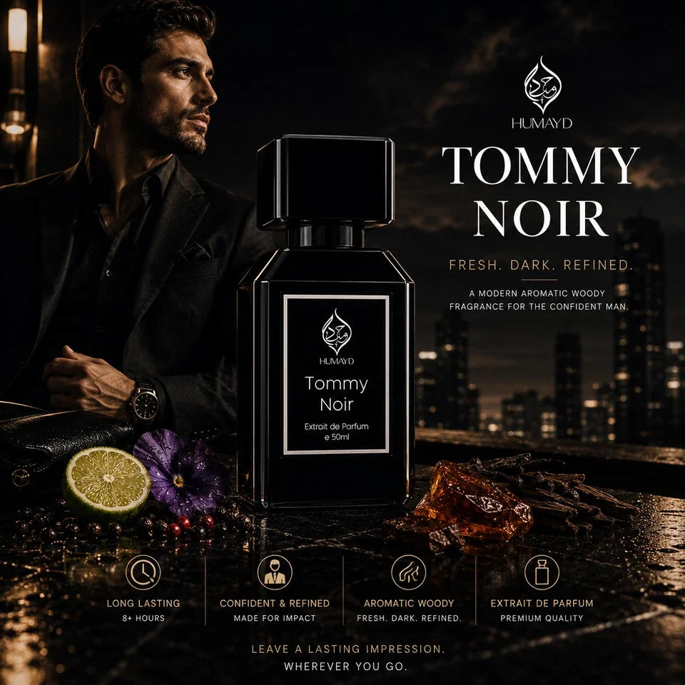 HUMAYD Tommy Noir Extrait de Parfum for Men | Woody Spicy Leather Scent 50ml